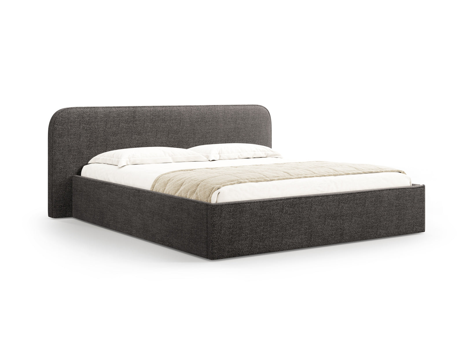 Elizabeth Boucle Bett mit Stauraum und Headboard in Anthracite präsentiert im Onlineshop von KAQTU Design AG. Bett ist von Micadoni