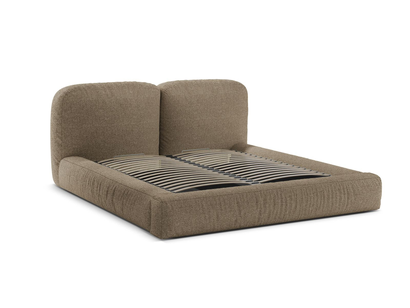 Elegantes Martina Bett in 140 cm Breite, ausgestattet mit praktischem Stauraum und einem stilvollen Kopfteil in ansprechendem Cappuccino-Farbton.