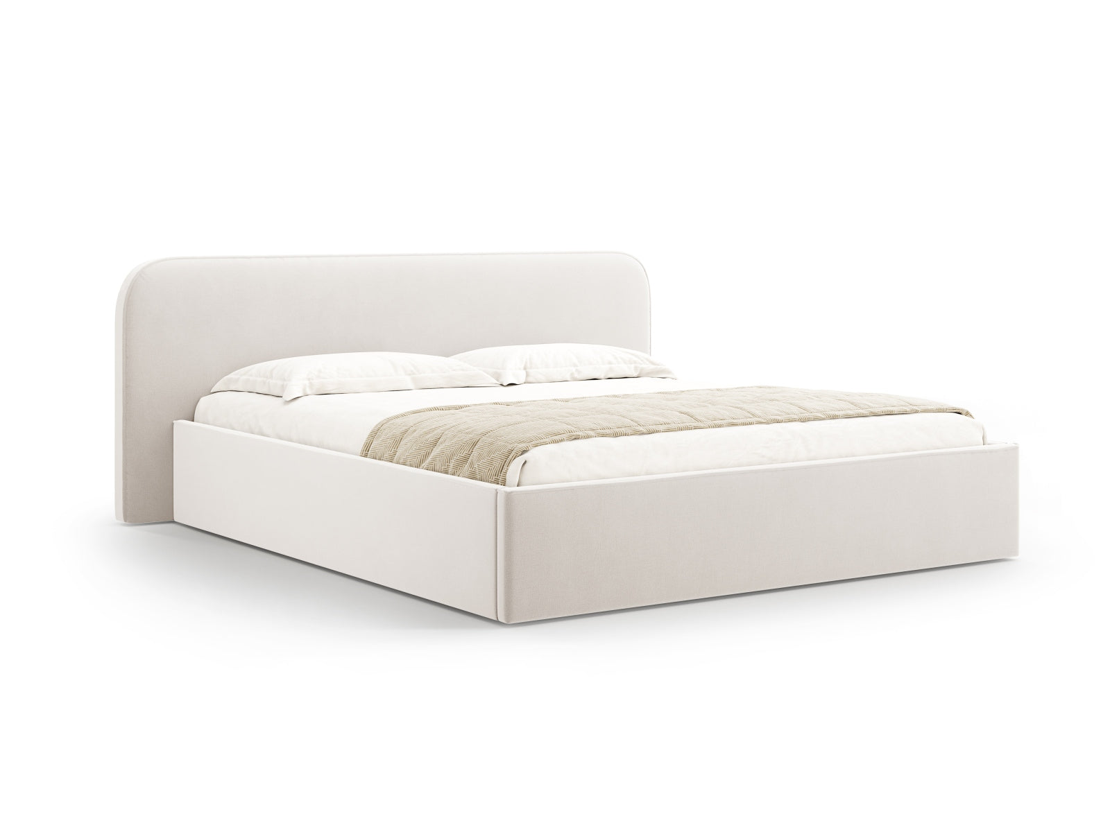 Elizabeth Velour Bett mit Stauraum und Headboard in Ivory präsentiert im Onlineshop von KAQTU Design AG. Bett ist von Micadoni