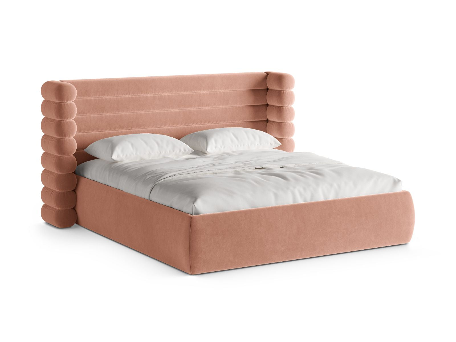 Mount Bett mit Stauraum mit Kopfteil 140cm in Pink-Salvador präsentiert im Onlineshop von KAQTU Design AG. Bett ist von Micadoni