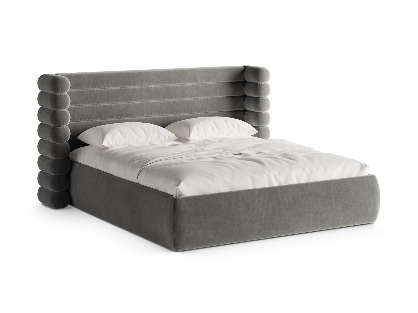 Mount Bett mit Stauraum mit Kopfteil 140cm in Grey-Salvador präsentiert im Onlineshop von KAQTU Design AG. Bett ist von Micadoni