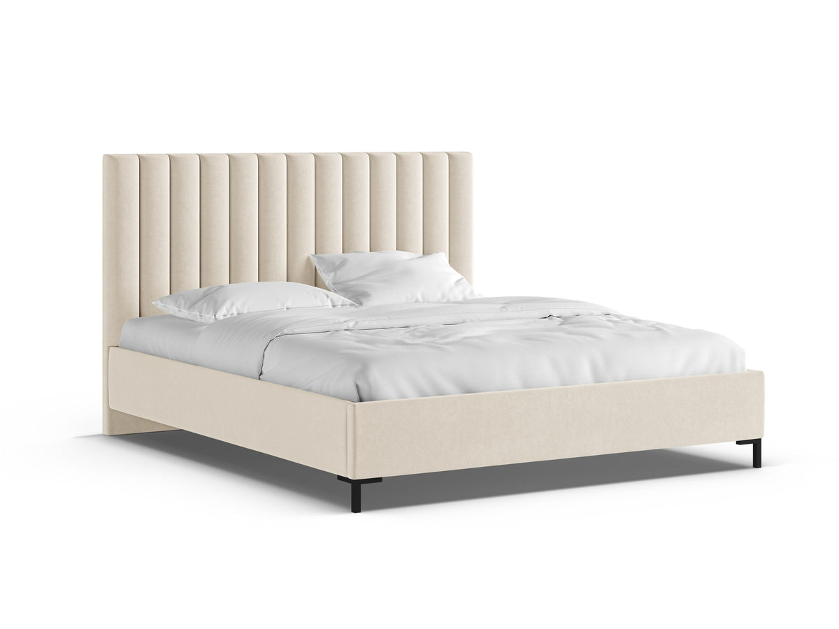 Allison Bett mit Stauraum und Headboard 140cm in Light Beige-Bluvel präsentiert im Onlineshop von KAQTU Design AG. Bett ist von Micadoni