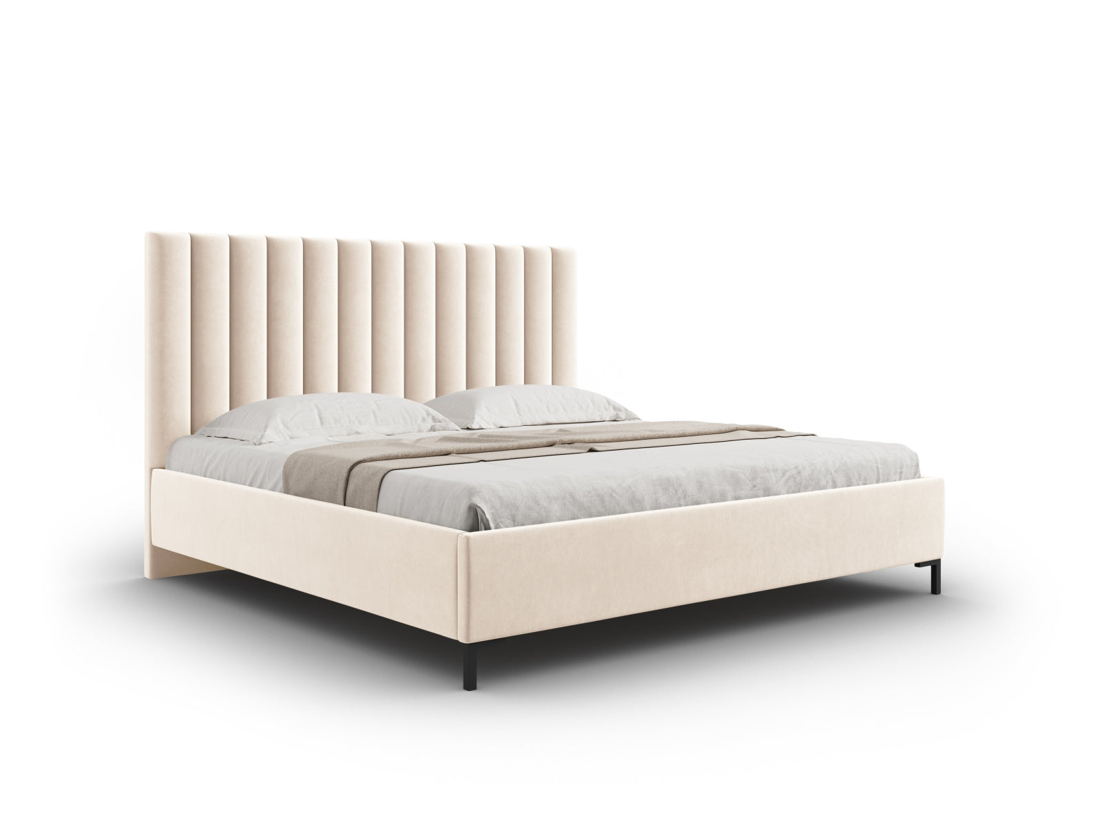 Allison Velour Bett mit Stauraum und Headboard in Light Beige präsentiert im Onlineshop von KAQTU Design AG. Bett ist von Micadoni
