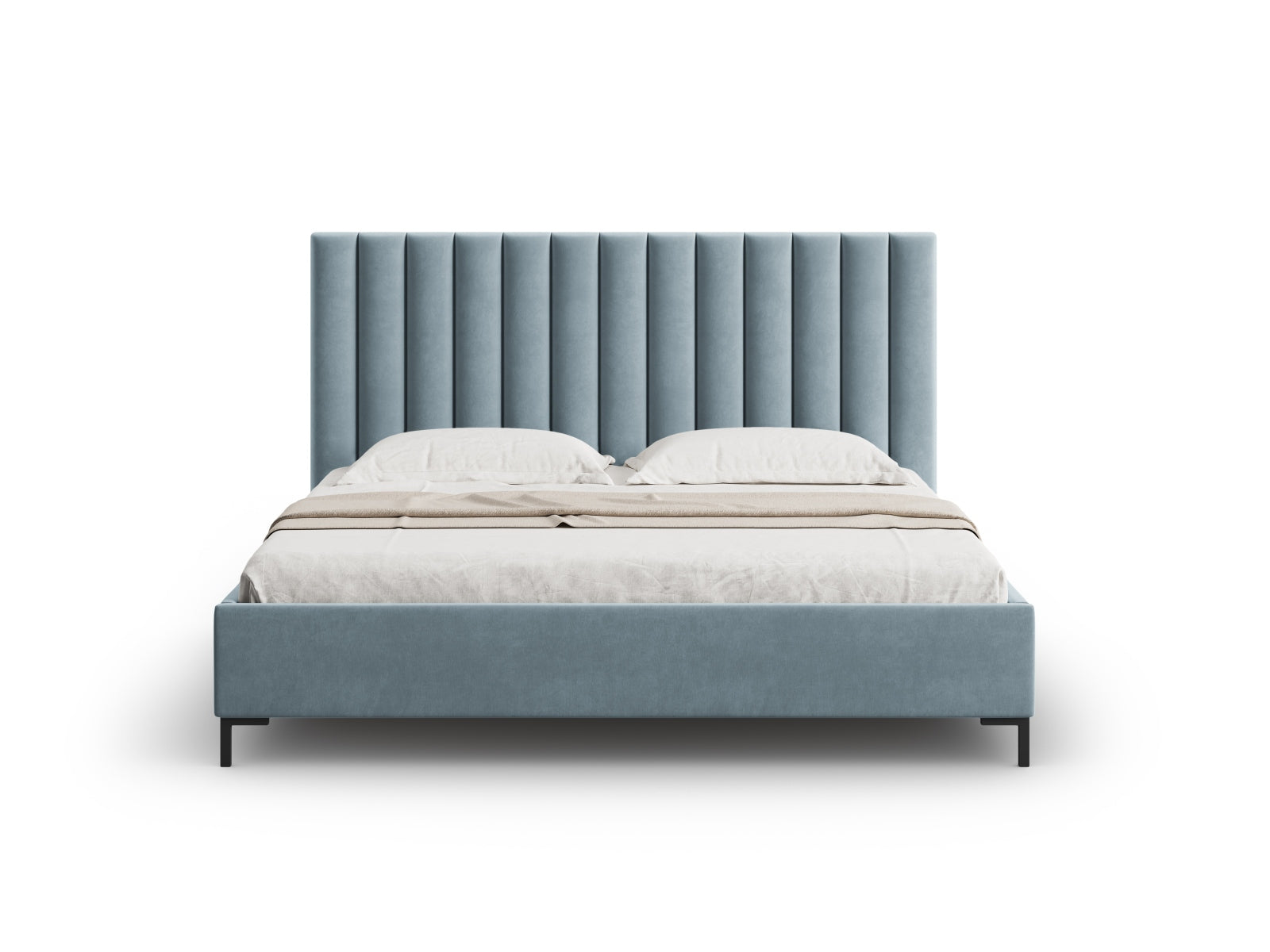 Entdecken Sie das stilvolle Allison Velour Bett von Micadoni – ideal für Ihr modernes Schlafzimmer, mit cleverem Stauraum und elegantem Kopfteil.