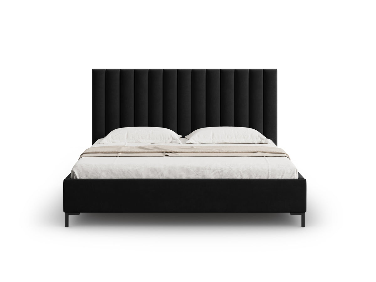 Allison Bett mit Stauraum und Headboard 140cm in Black-Bluvel präsentiert im Onlineshop von KAQTU Design AG. Bett ist von Micadoni