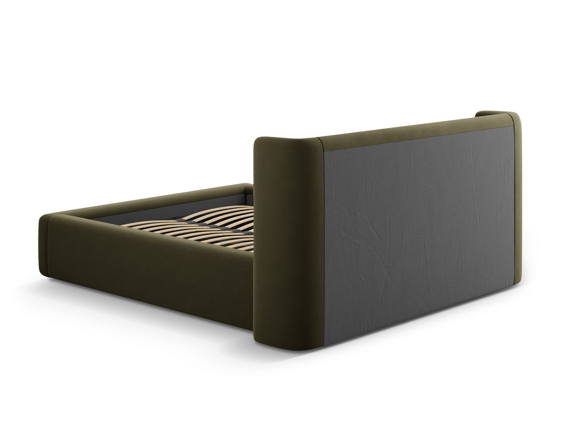 Jolene Bett mit Stauraum und Headboard 140cm in Green-Bluvel präsentiert im Onlineshop von KAQTU Design AG. Bett ist von Micadoni