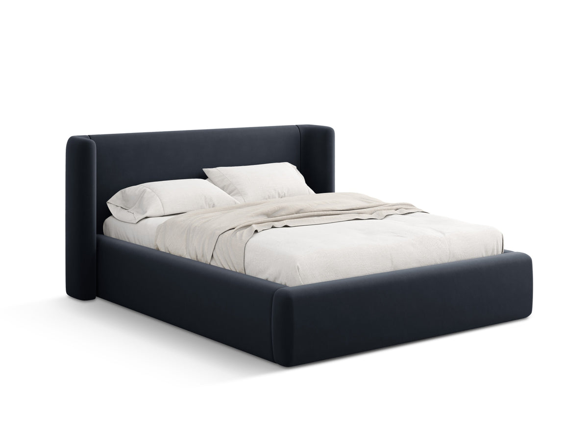 Jolene Bett mit Stauraum und Headboard 140cm in Dark Blue-Bluvel präsentiert im Onlineshop von KAQTU Design AG. Bett ist von Micadoni