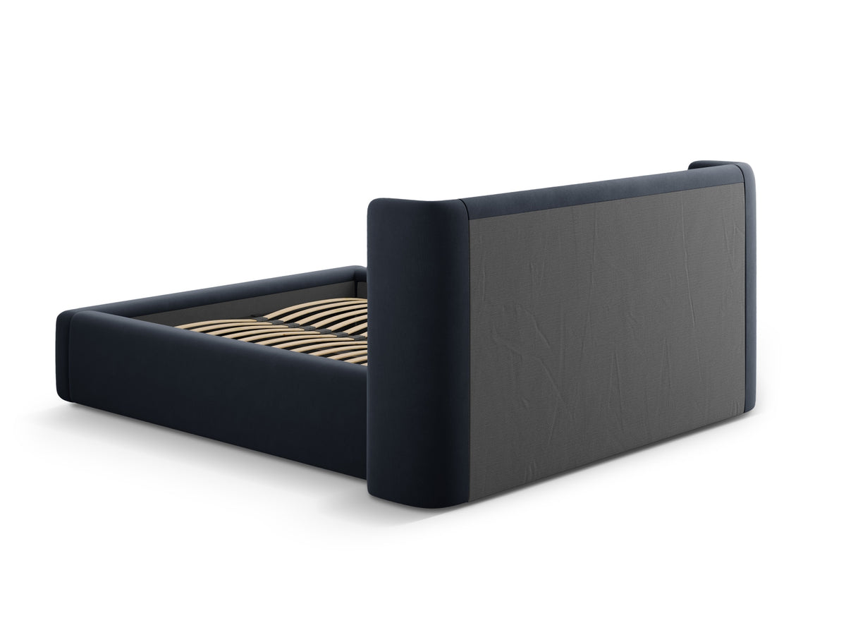 Jolene Bett mit Stauraum und Headboard 140cm in Dark Blue-Bluvel präsentiert im Onlineshop von KAQTU Design AG. Bett ist von Micadoni