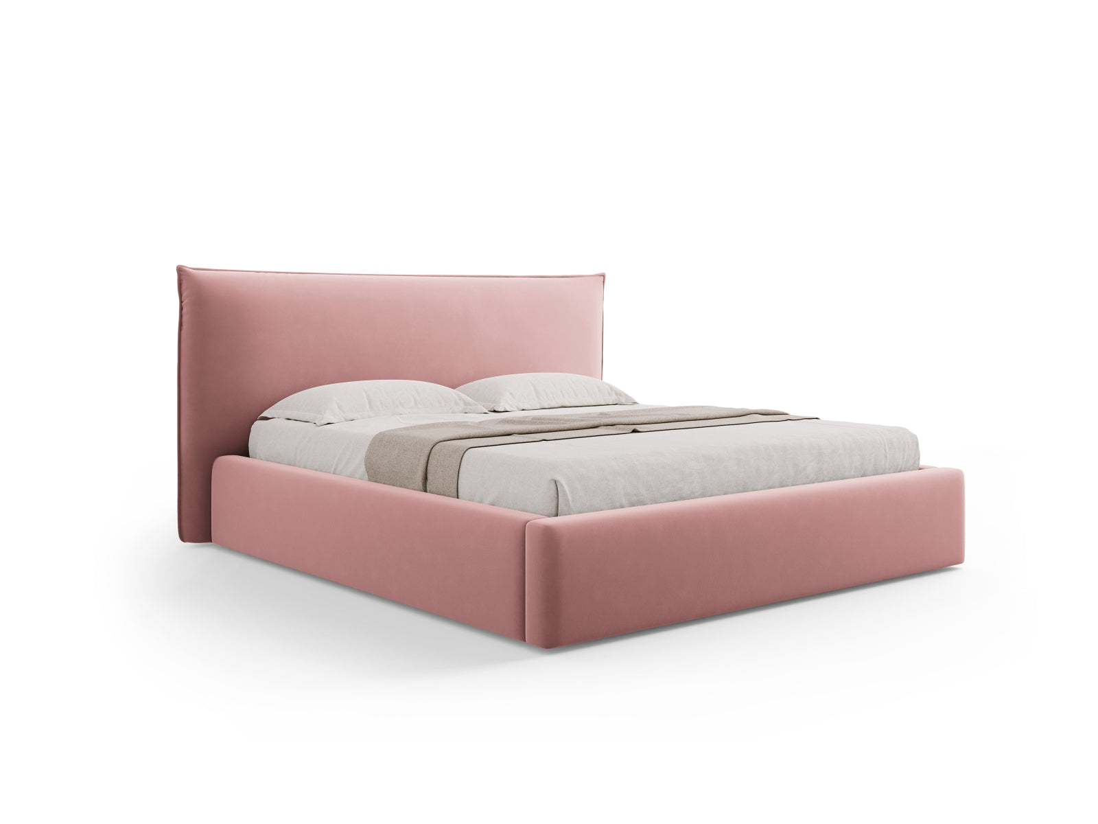 Kaelle Velour Bett mit Stauraum und Headboard 140cm in Pink-Bluvel präsentiert im Onlineshop von KAQTU Design AG. Bett ist von Micadoni