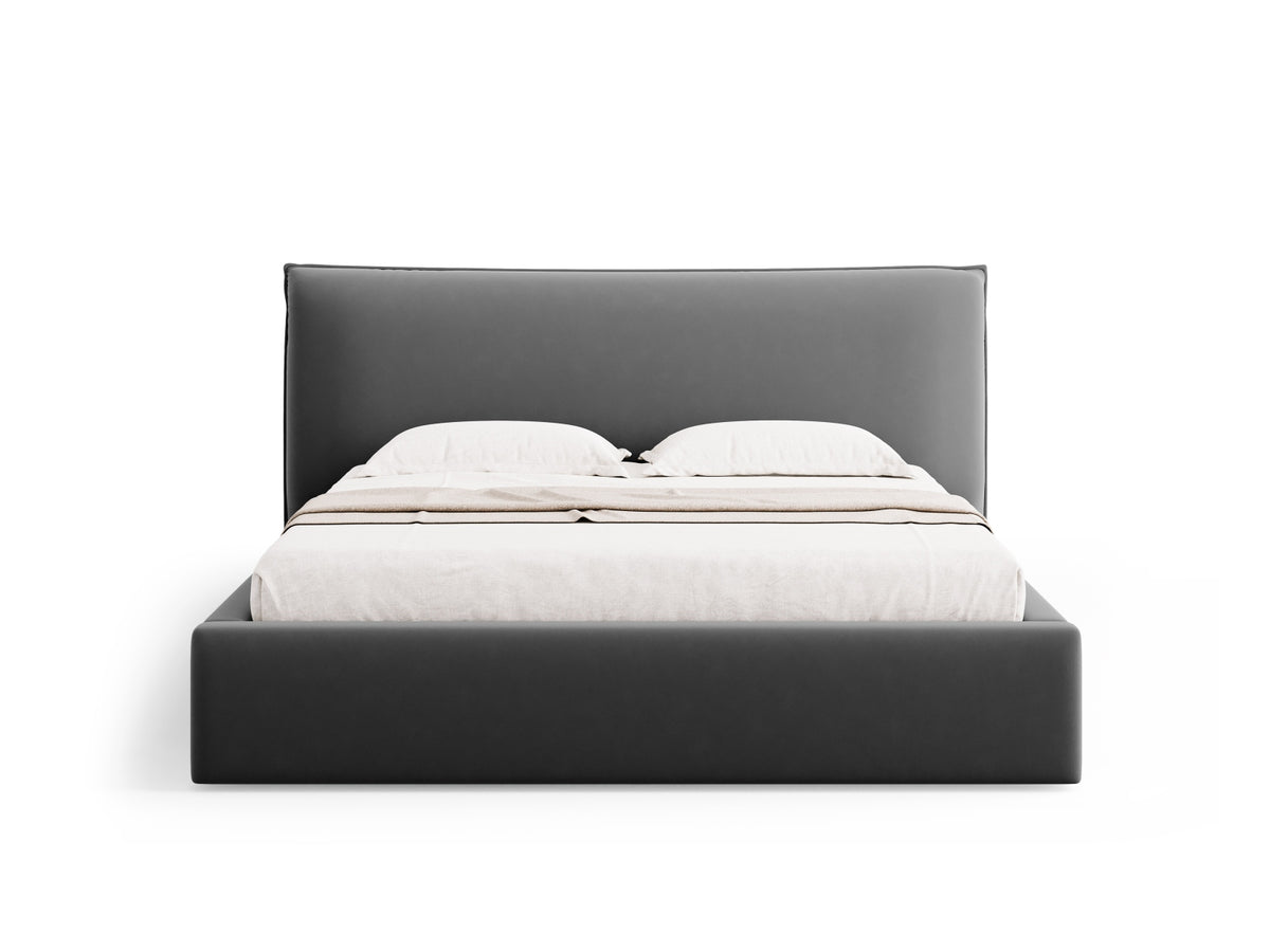 Kaelle Bett mit Stauraum und Headboard 140cm in Grey-Bluvel präsentiert im Onlineshop von KAQTU Design AG. Bett ist von Micadoni