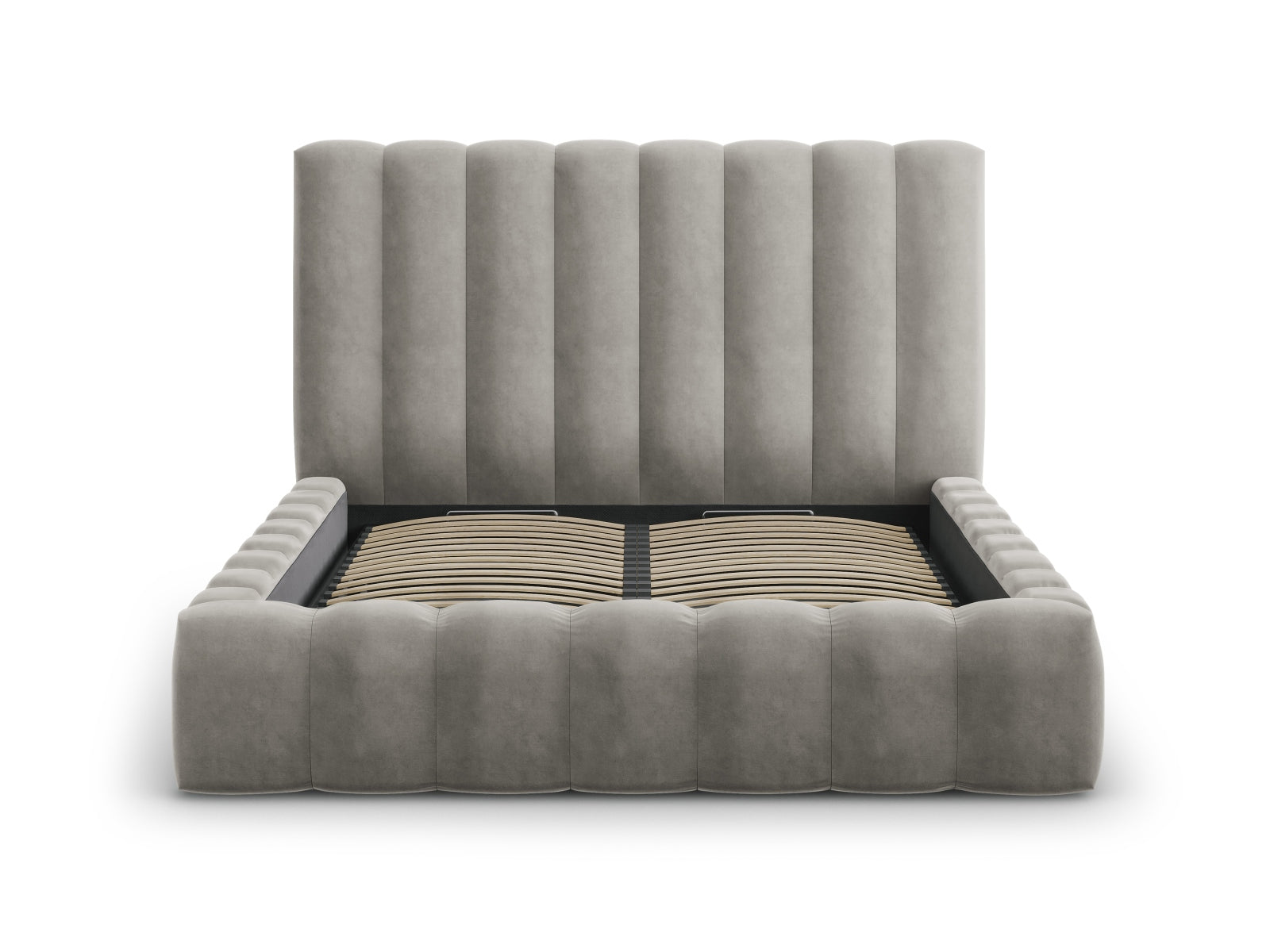 Erleben Sie das elegante Kelp Velour Bett von Micadoni – ideal für Ihr modernes Schlafzimmer, ausgestattet mit praktischem Stauraum und komfortablem Headboard.