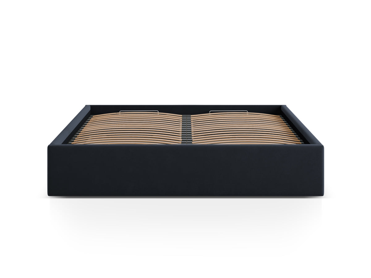 Susan Bett mit Stauraum 140cm in Dark Blue-Bluvel präsentiert im Onlineshop von KAQTU Design AG. Bett ist von Micadoni
