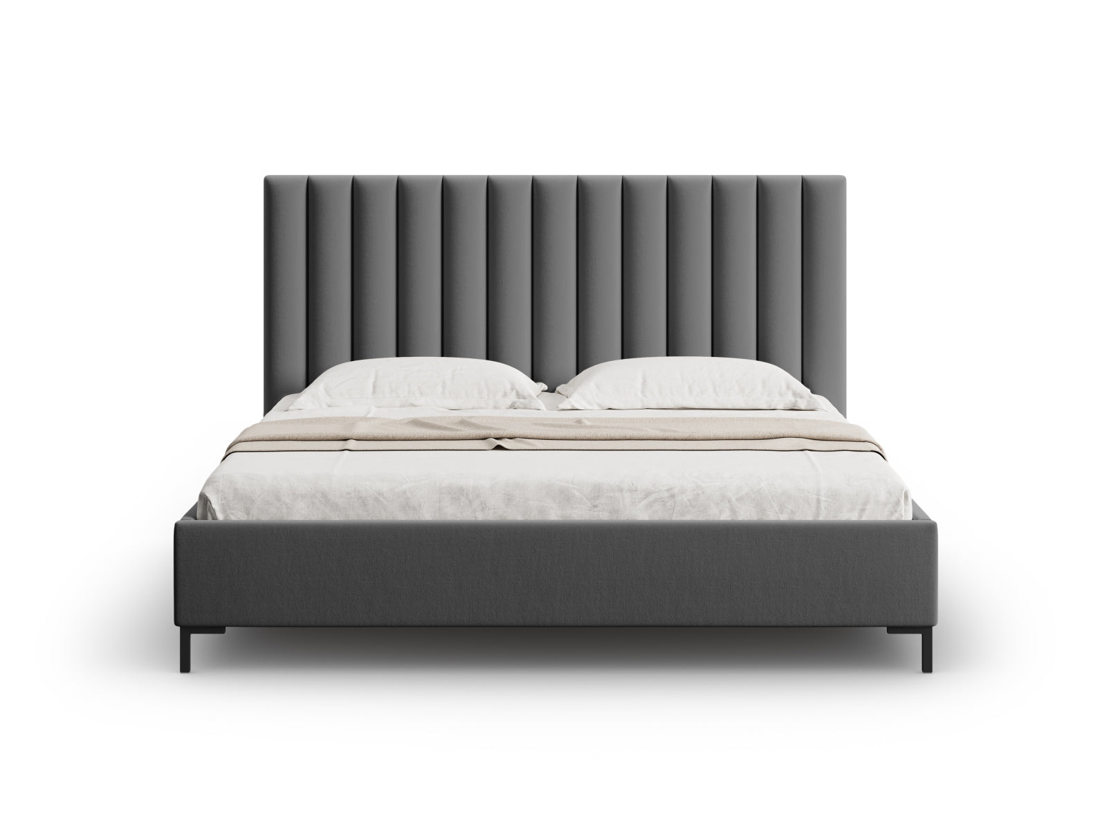 Erleben Sie das elegante Allison Bett von Micadoni – ein modernes Velourbett mit praktischem Stauraum und stilvollem Kopfteil für Ihr Schlafzimmer.