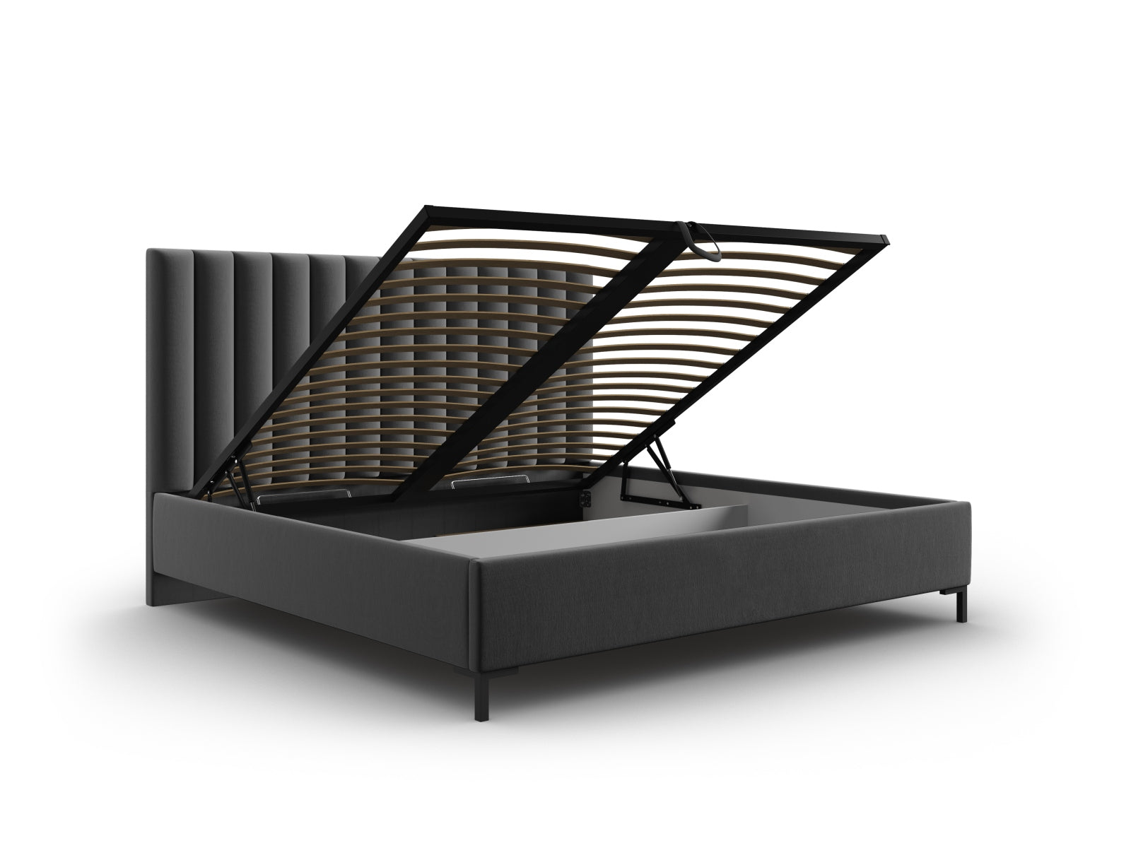 Erleben Sie das elegante Allison Bett von Micadoni – ein modernes Velourbett mit praktischem Stauraum und stilvollem Kopfteil für Ihr Schlafzimmer.