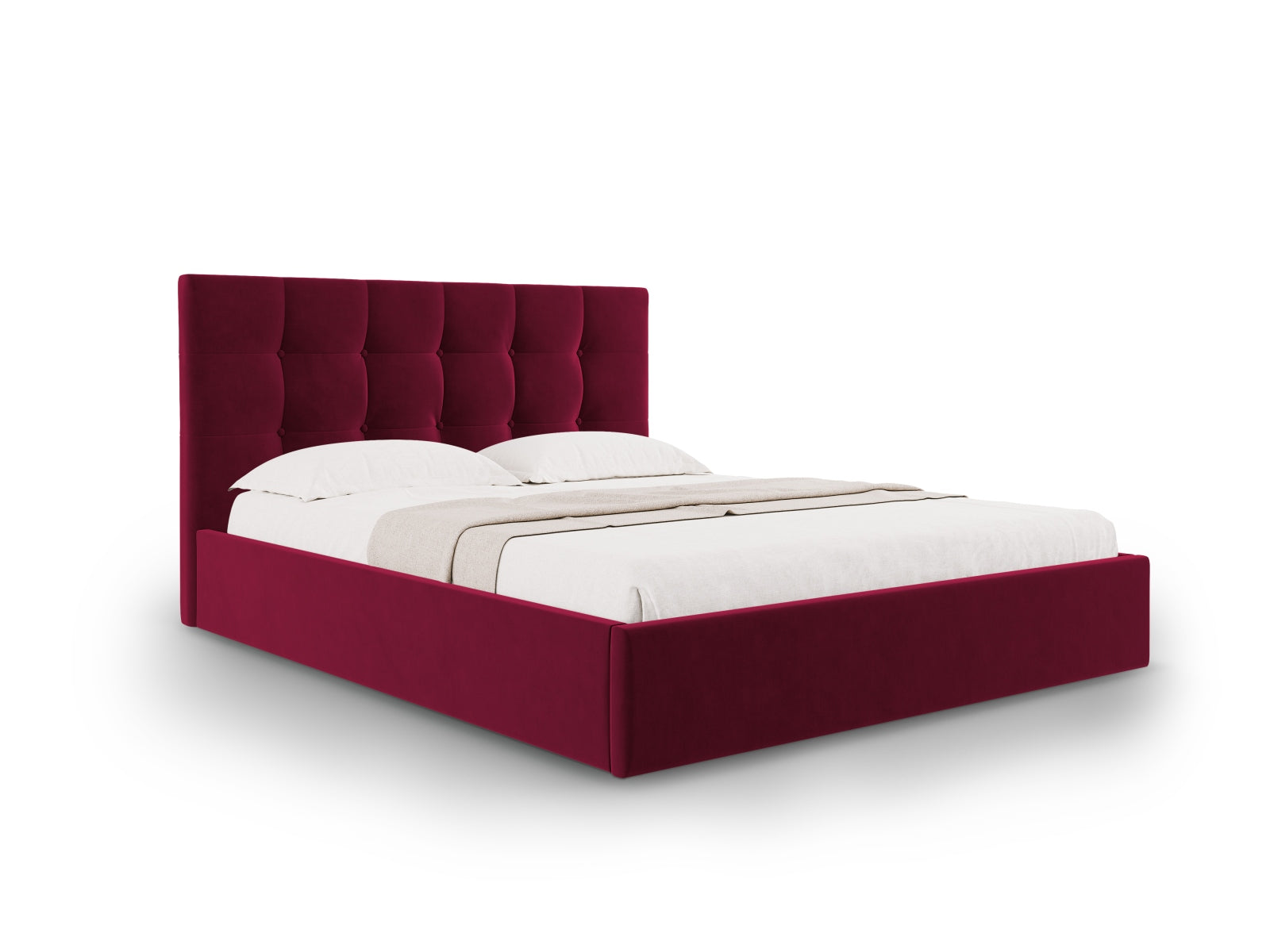 Phaedra Velour Bett mit Stauraum und Headboard in Dark Red präsentiert im Onlineshop von KAQTU Design AG. Bett ist von Micadoni