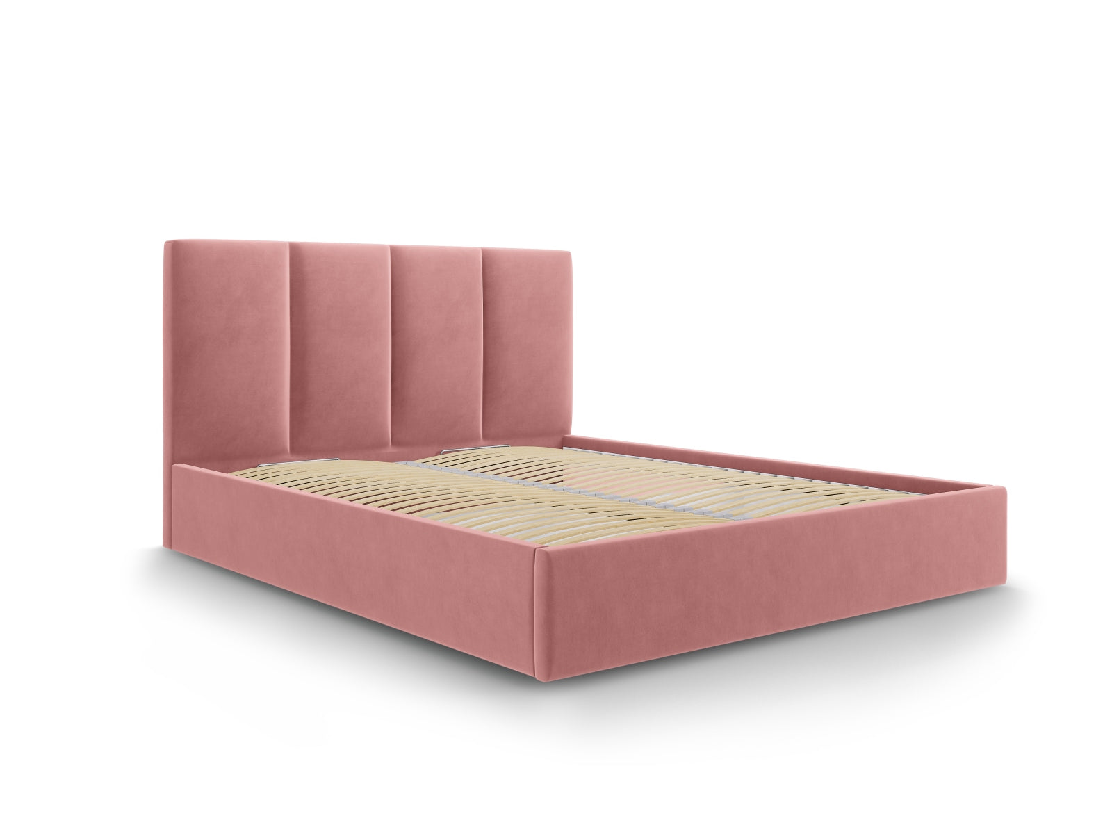 Entdecken Sie das elegante Pyla Velour Bett von Micadoni – ideal für Ihr modernes Schlafzimmer, mit praktischem Stauraum und komfortablem Kopfteil.