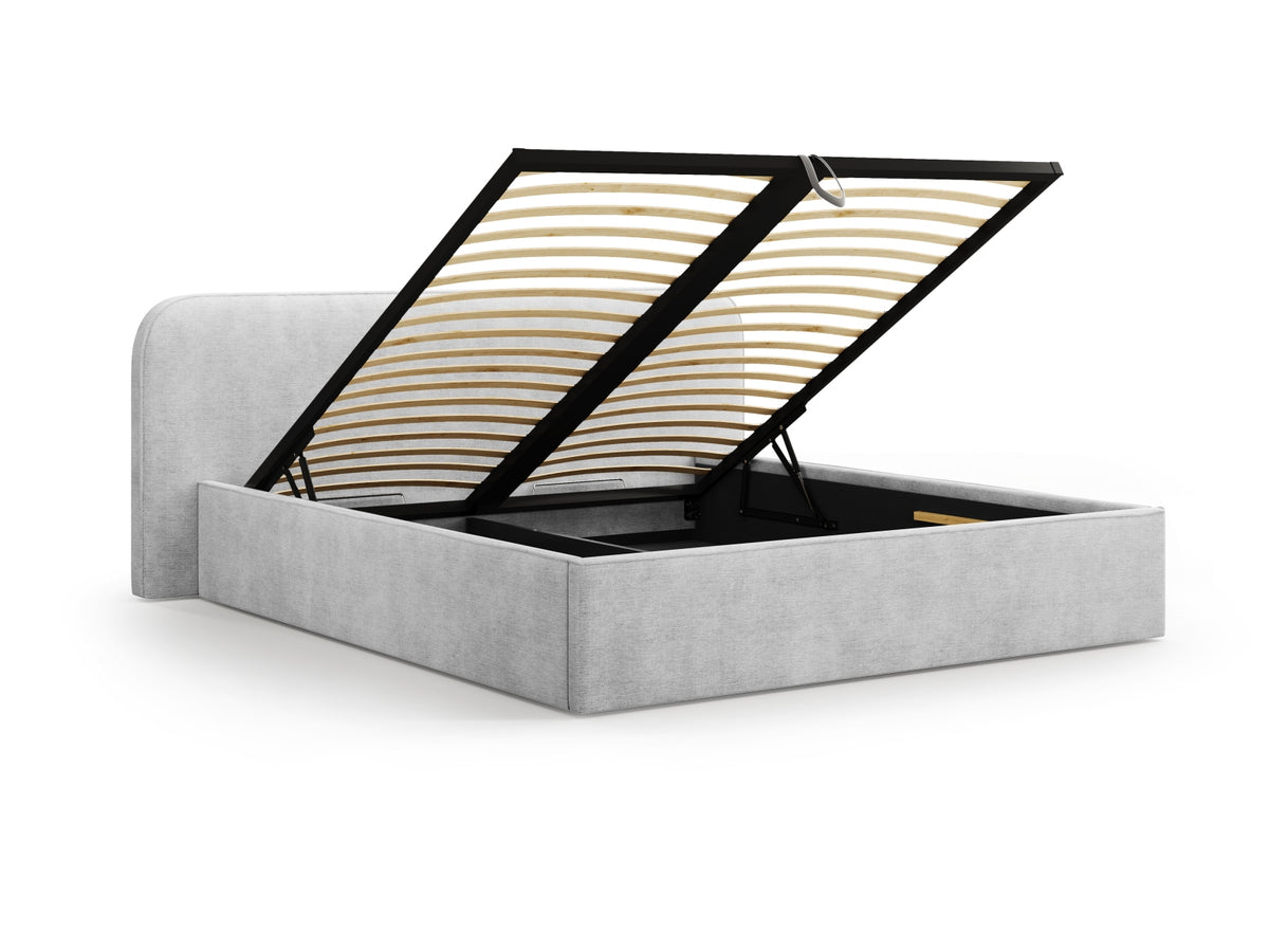 Elizabeth Bett mit Stauraum und Headboard 140cm in Light Grey-Babel präsentiert im Onlineshop von KAQTU Design AG. Bett ist von Micadoni