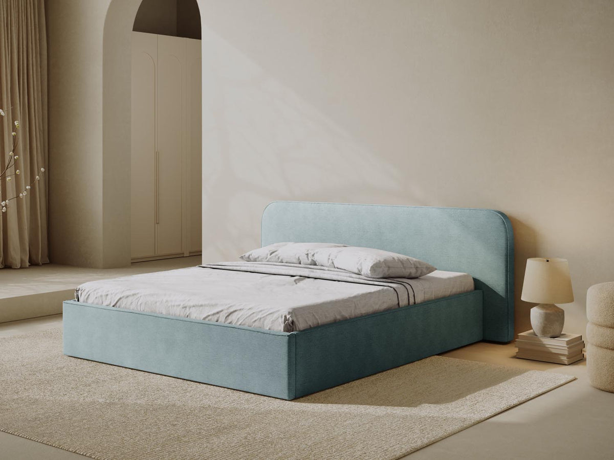 Elizabeth Bett mit Stauraum und Headboard 140cm in Mint-Babel präsentiert im Onlineshop von KAQTU Design AG. Bett ist von Micadoni
