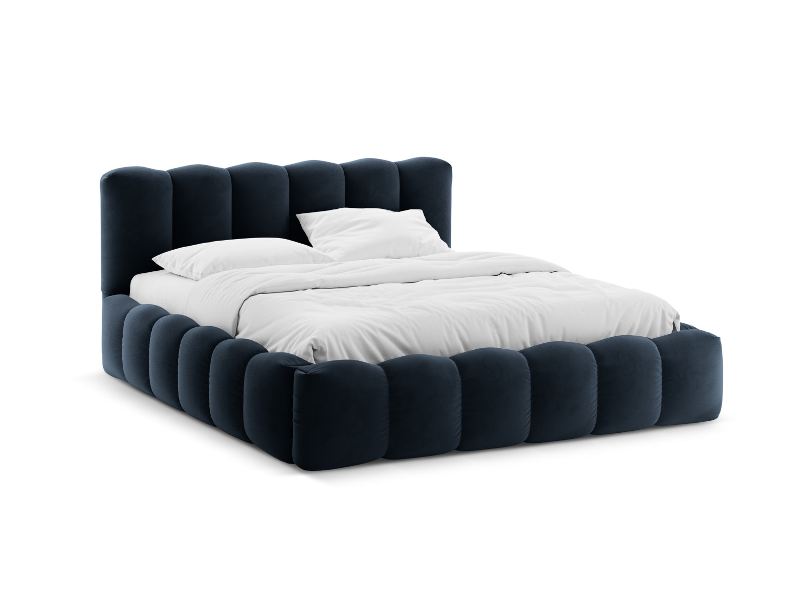 Lupine Velour Bett mit Stauraum und Headboard 166cm in Dark Blue präsentiert im Onlineshop von KAQTU Design AG. Bett ist von Micadoni