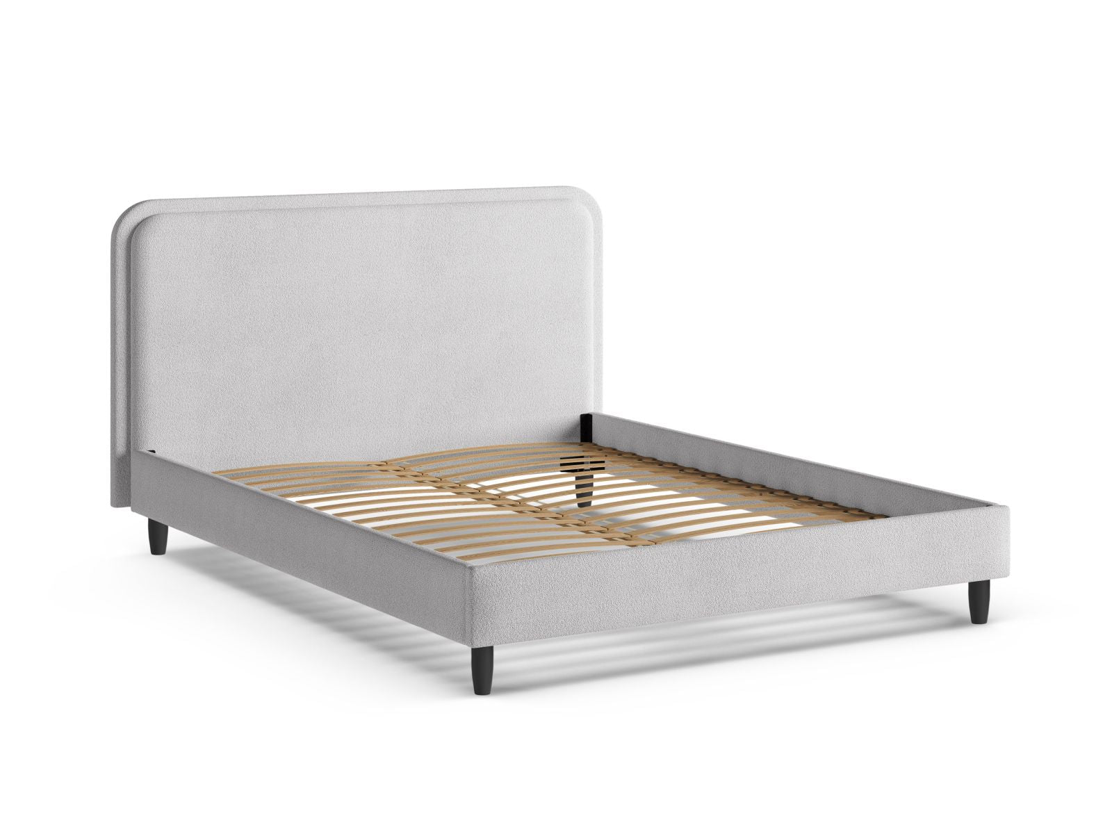 Elegantes Aveline Bett mit 160 cm Kopfteil in sanftem Light Grey-Baloo, ideal für stilvolle und komfortable Schlafräume.