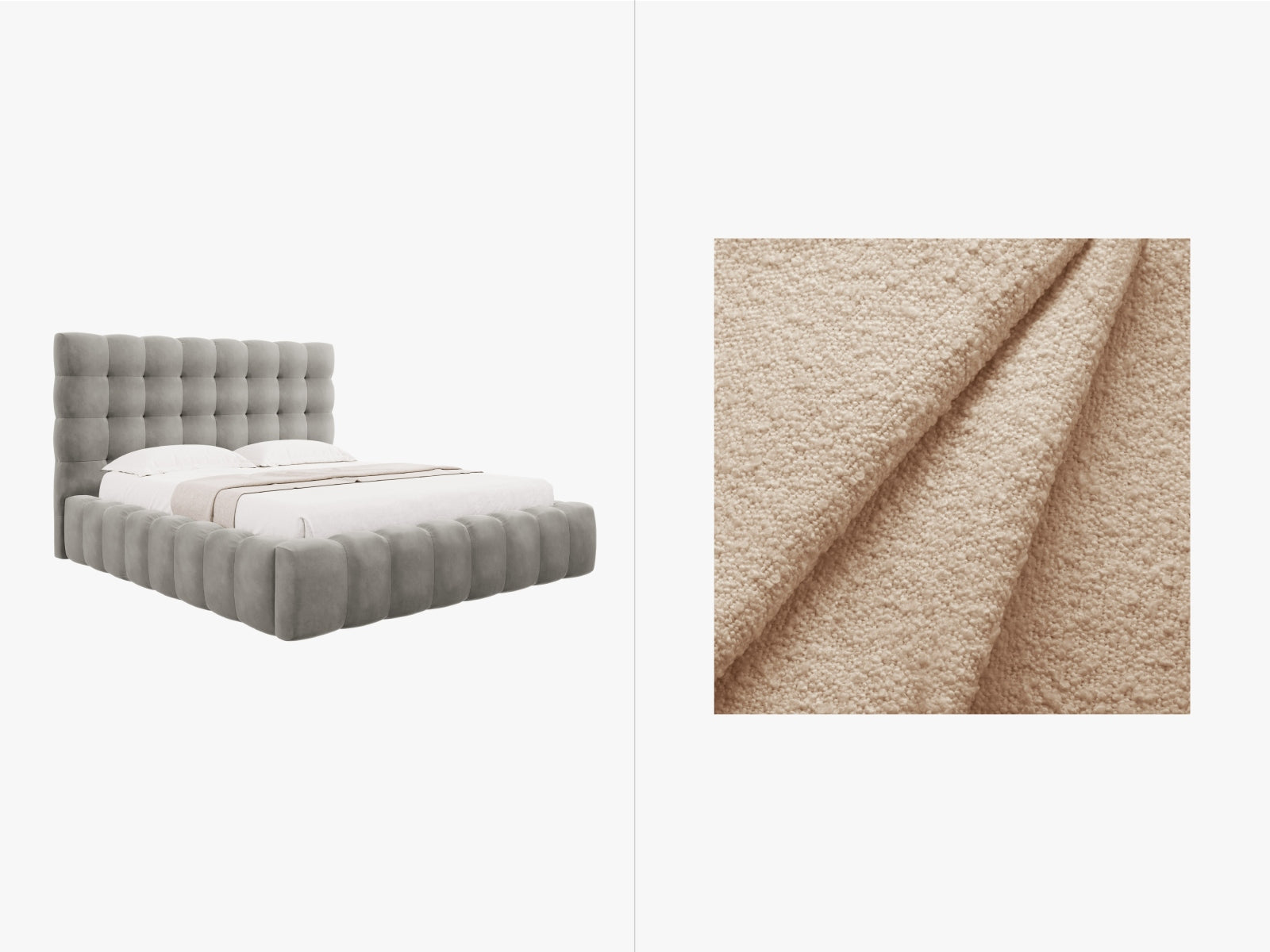Mamaia Boucle Bett mit Stauraum und Headboard 160cm in Beige/Schwarz-Baloo präsentiert im Onlineshop von KAQTU Design AG. Bett ist von Micadoni