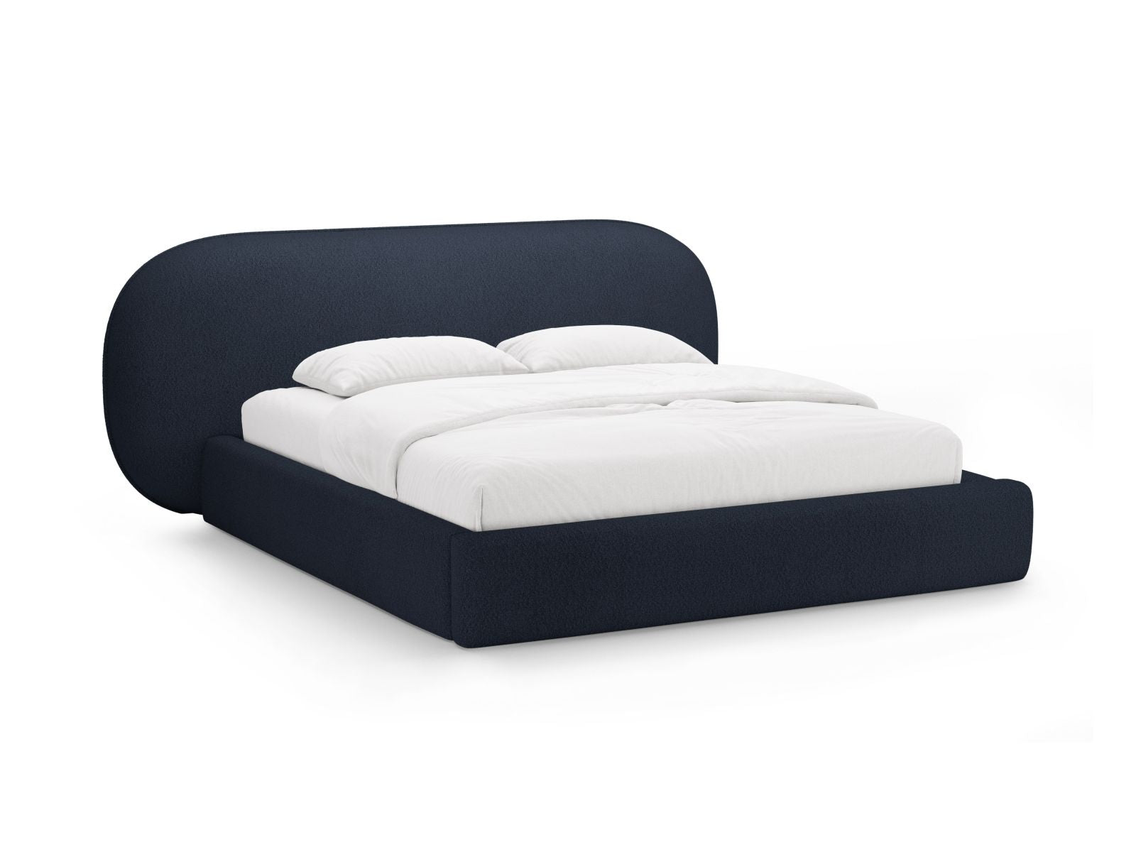 Ovalo Bett mit Stauraum mit Kopfteil 160cm in Dark Blue-Baloo präsentiert im Onlineshop von KAQTU Design AG. Bett ist von Micadoni