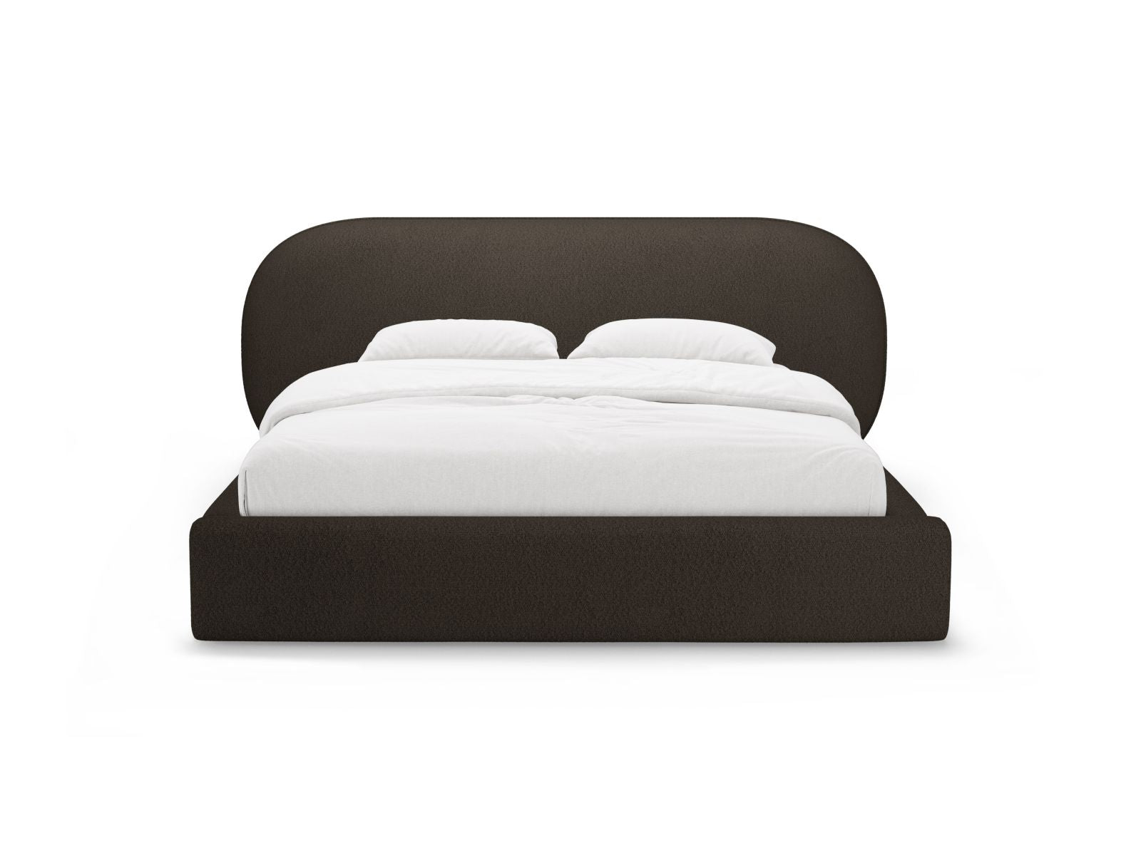 Elegantes Ovalo Bett mit 160 cm Breite, Stauraum und stilvollem Kopfteil in Braun-Baloo, ideal für modernes Wohnen.