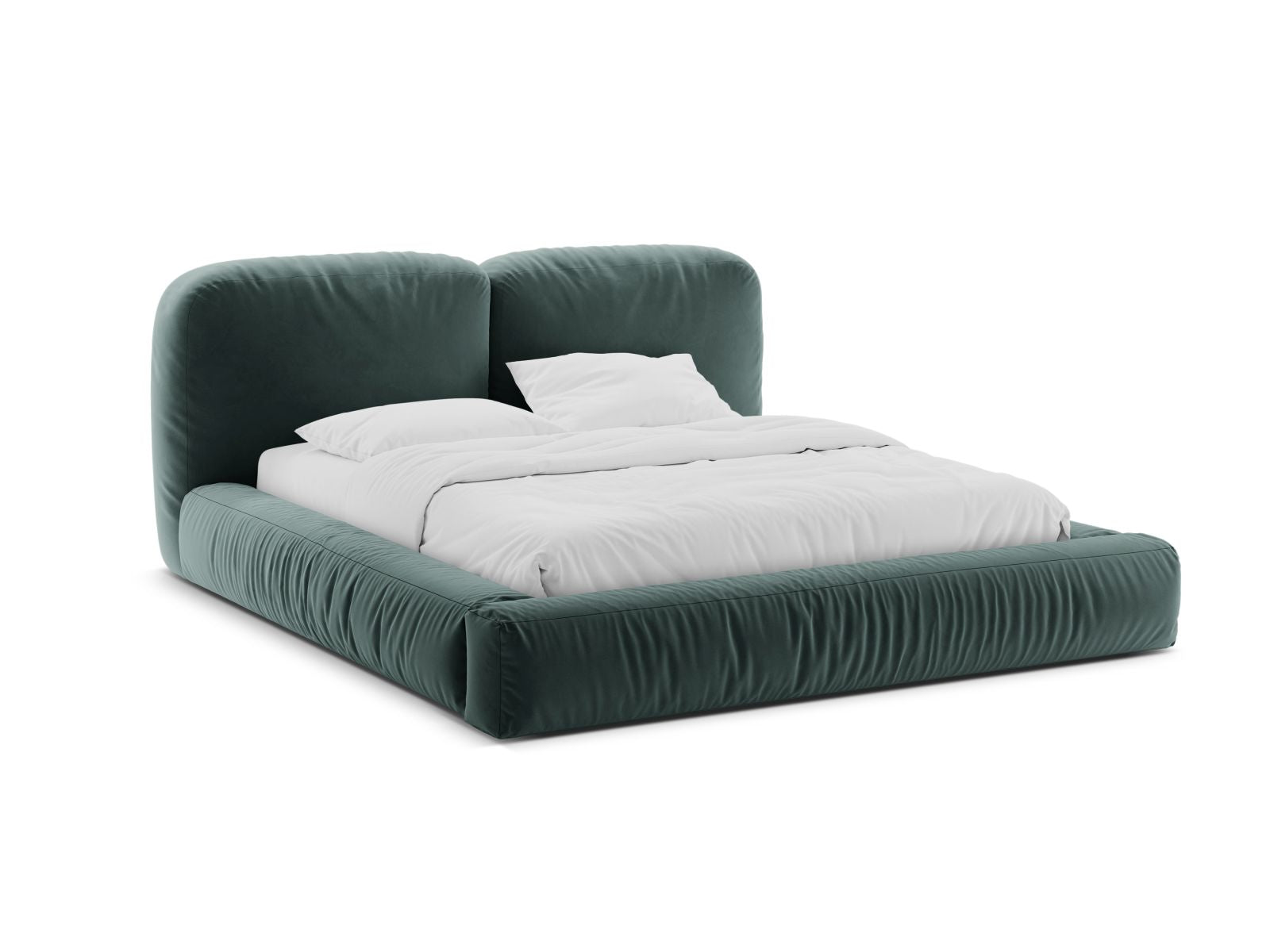Martina Bett mit Stauraum mit Kopfteil 160cm in Petrol-Vogue präsentiert im Onlineshop von KAQTU Design AG. Bett ist von Micadoni