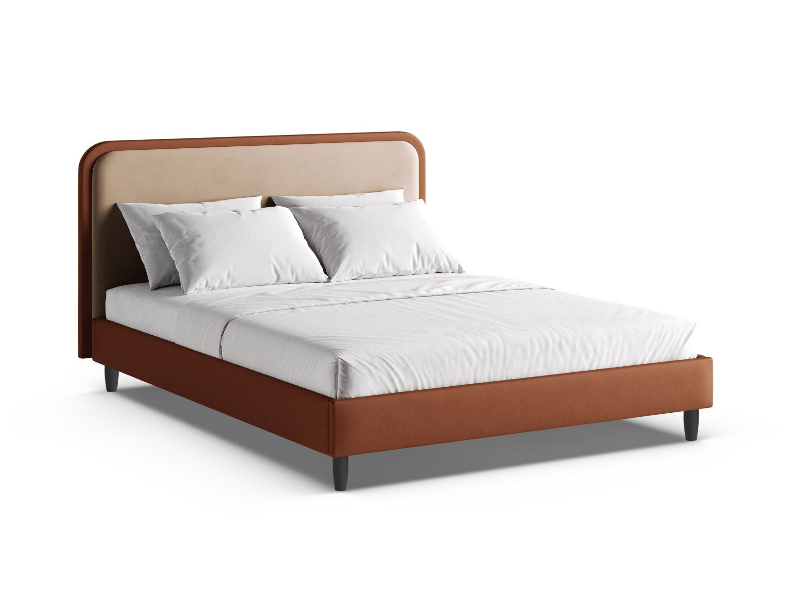Aveline Bett mit Kopfteil 160cm in Almond Beige, Maroon-Magic Velvet,Vega präsentiert im Onlineshop von KAQTU Design AG. Bett ist von Micadoni