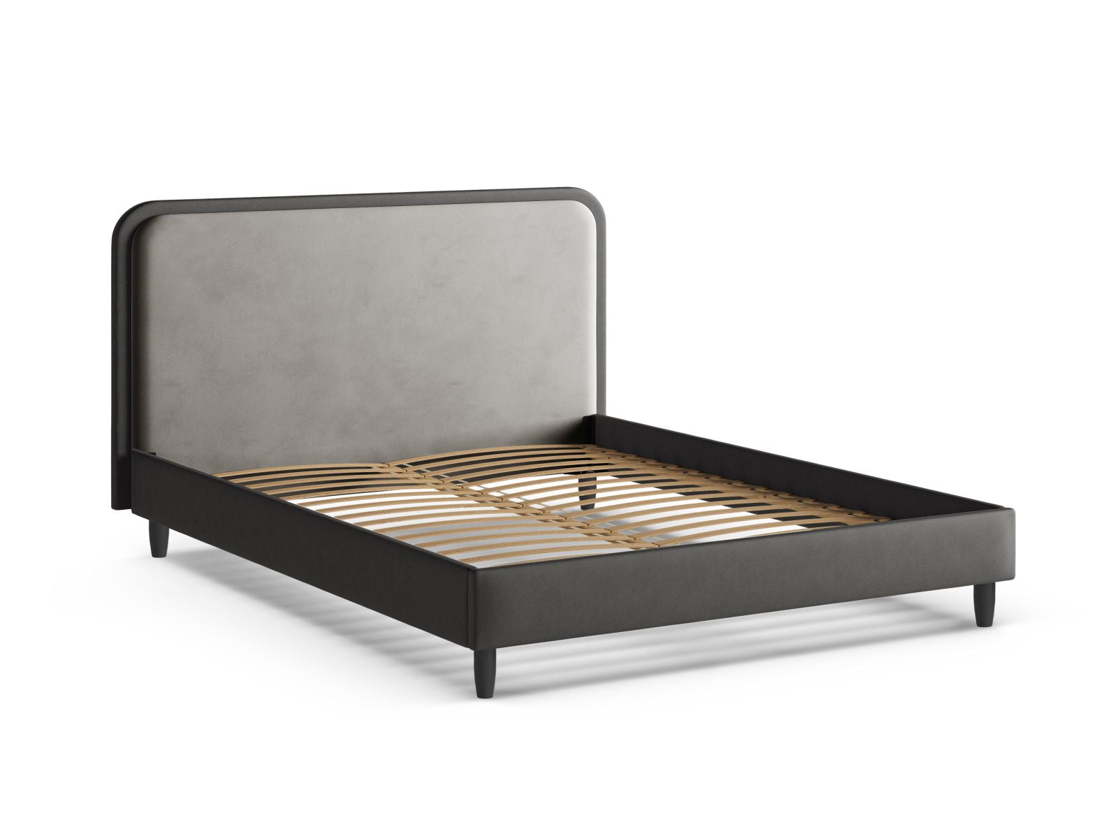 Elegantes Aveline Bett mit 160 cm Kopfteil in luxuriösem Dunkelgrau, aus weichem Magic Velvet für zeitgemäßen Komfort und Stil.