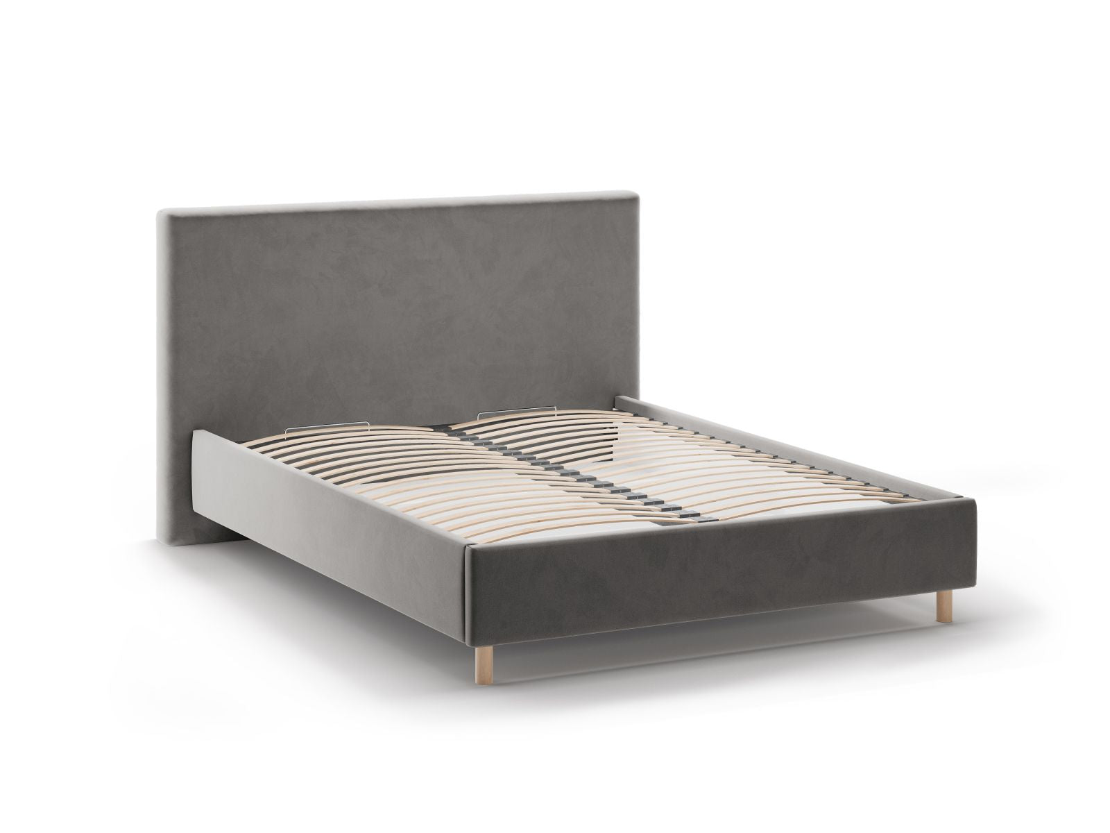 Elegantes Eloise Bett in Dunkelgrau, 160 cm, ausgestattet mit einem praktischen Kopfteil und cleverem Stauraum für optimalen Komfort.