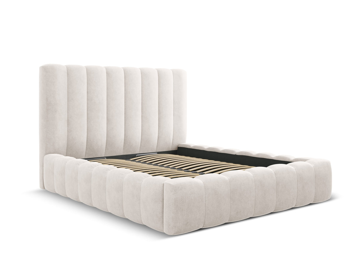 Kelp Bett mit Stauraum und Headboard 160cm in Grey Beige Melange-Moly präsentiert im Onlineshop von KAQTU Design AG. Bett ist von Micadoni
