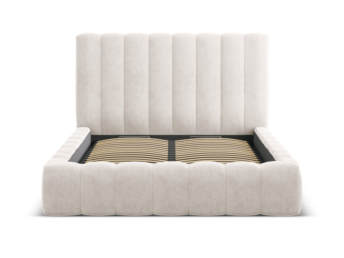 Kelp Bett mit Stauraum und Headboard 160cm in Grey Beige Melange-Moly präsentiert im Onlineshop von KAQTU Design AG. Bett ist von Micadoni