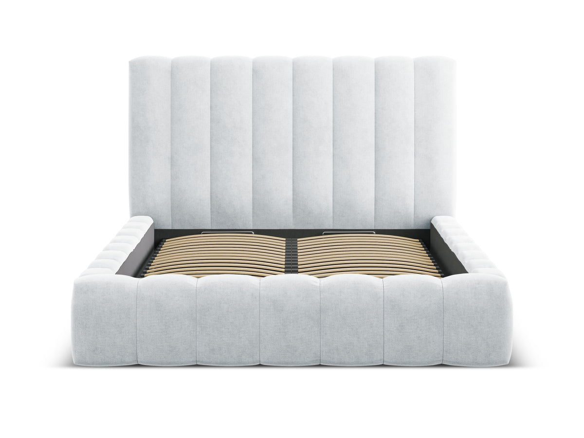 Kelp Bett mit Stauraum und Headboard 160cm in Light Grey-Moly präsentiert im Onlineshop von KAQTU Design AG. Bett ist von Micadoni