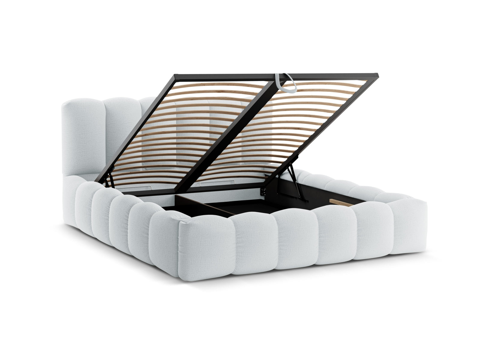 Erleben Sie das Lupine Bett von Micadoni: modernes Design, praktischer Stauraum und ein komfortables Headboard für erholsame Nächte!