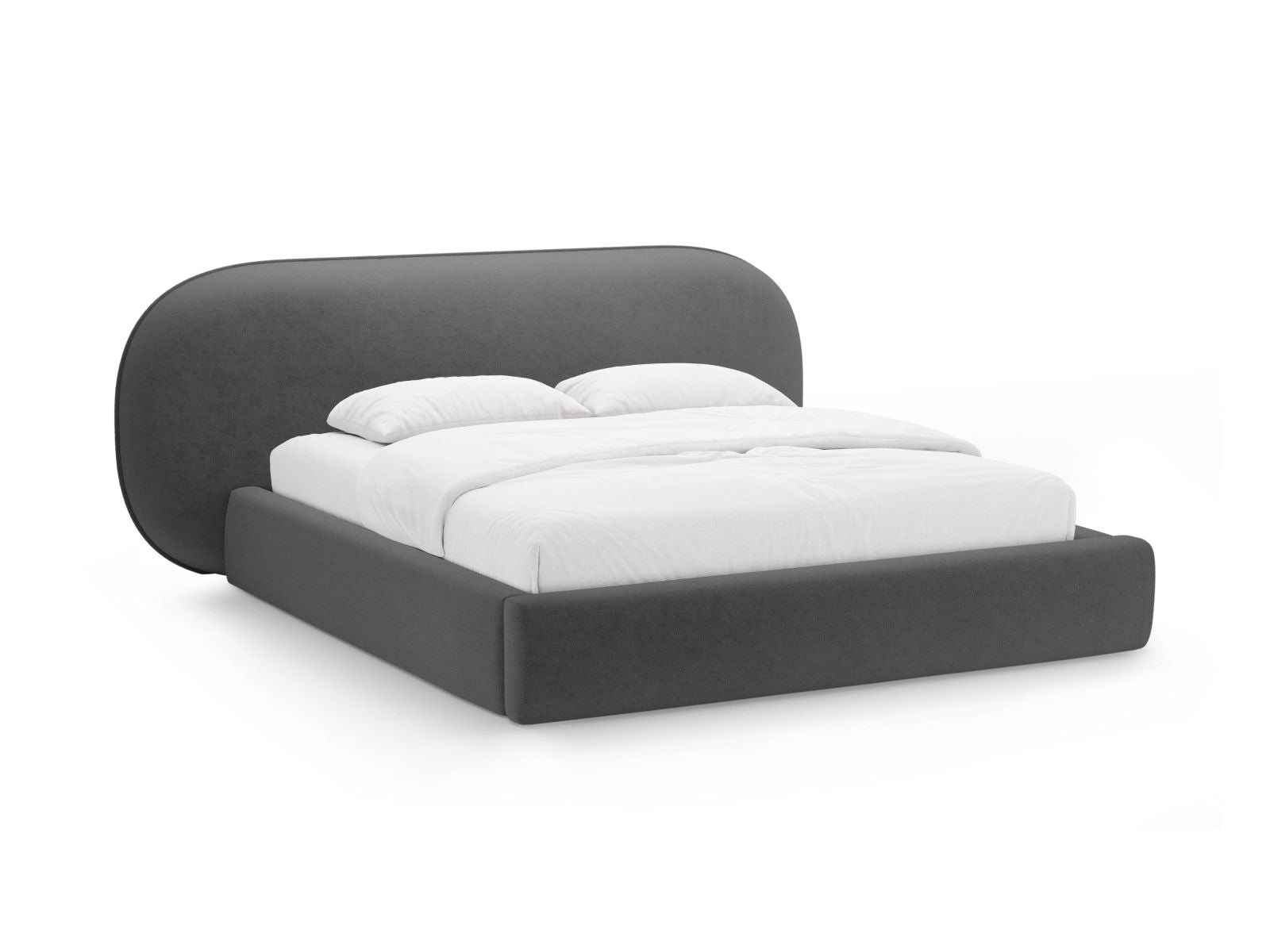 Ovalo Bett mit Stauraum mit Kopfteil 160cm in Dark Grey-Perfect Harmony präsentiert im Onlineshop von KAQTU Design AG. Bett ist von Micadoni