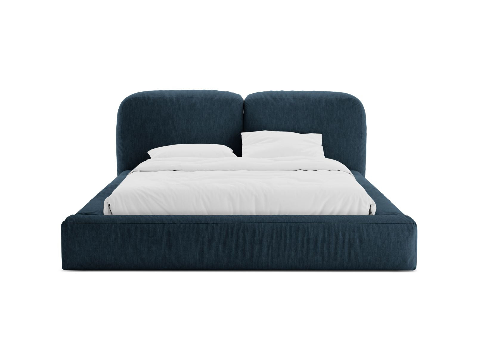 Elegantes Martina Bett mit 160 cm Breite, Stauraum und stilvollem Kopfteil in Blue Jeans-Boston, ideal für modernes Wohnen.