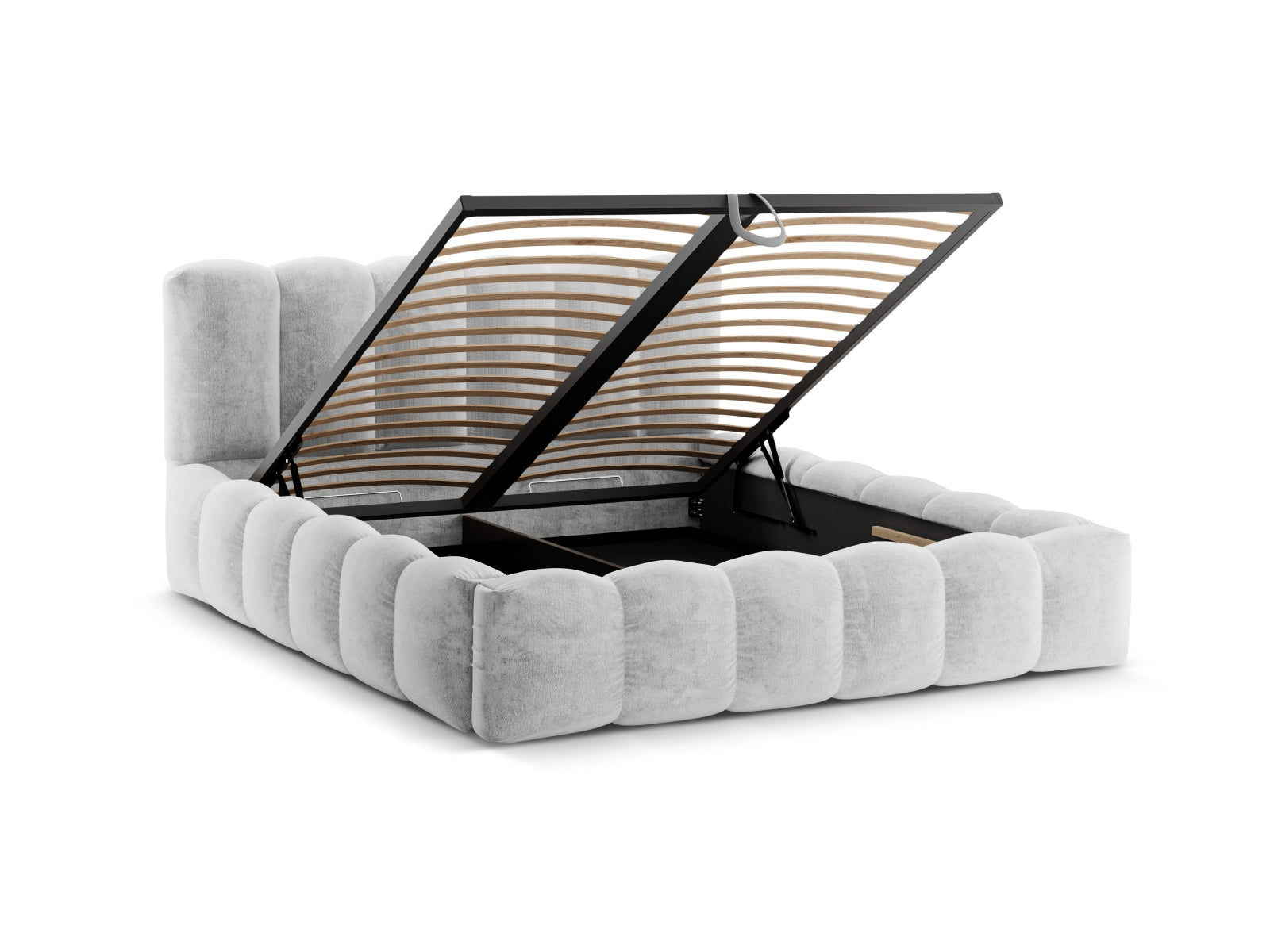 Erleben Sie das Lupine Bett von Micadoni: modernes Design, praktischer Stauraum und ein komfortables Headboard für erholsame Nächte!