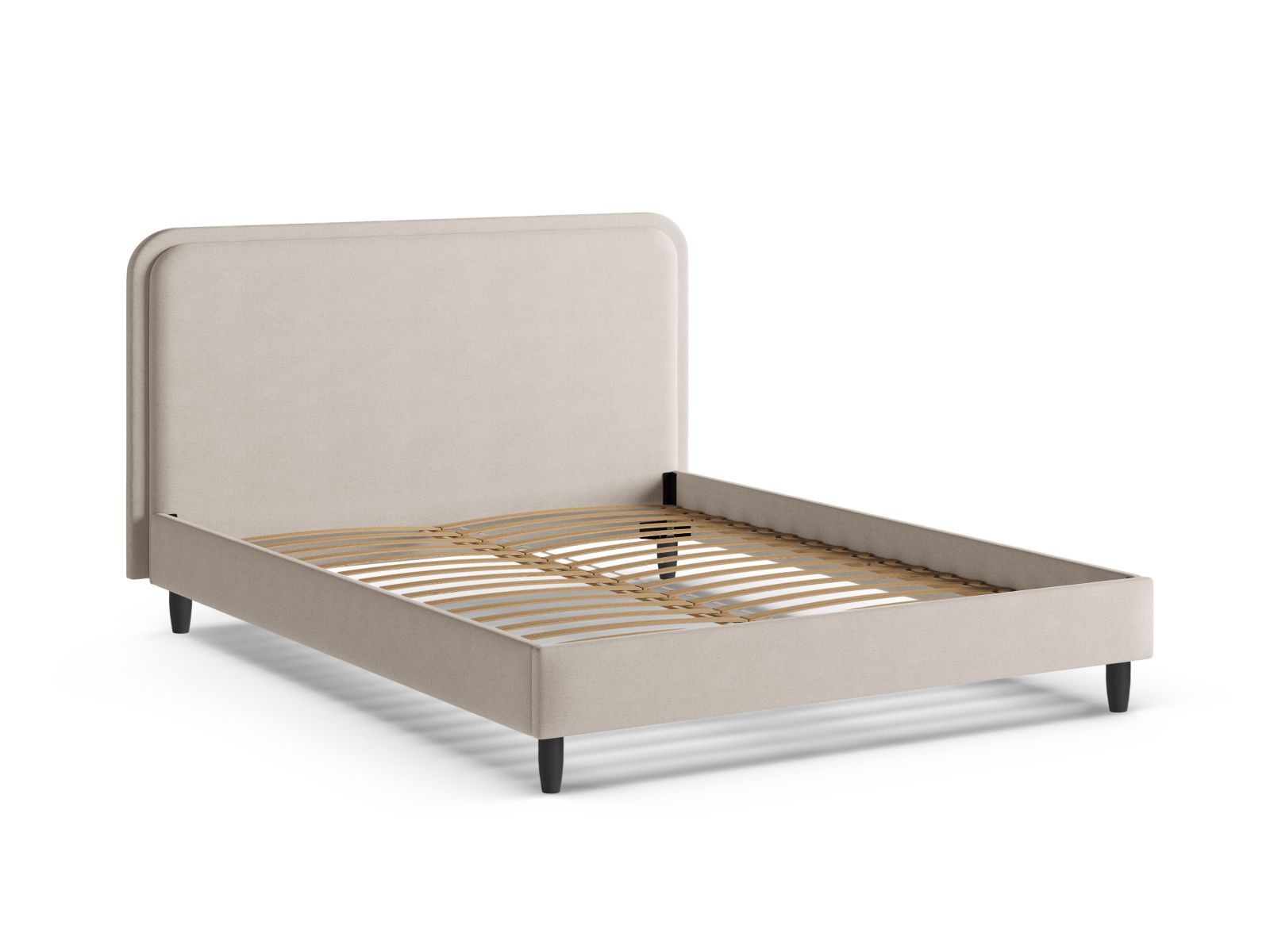 Elegantes Aveline Bett mit 160 cm Kopfteil in sanftem Beige, ideal für stilvolle und komfortable Schlafzimmergestaltung.