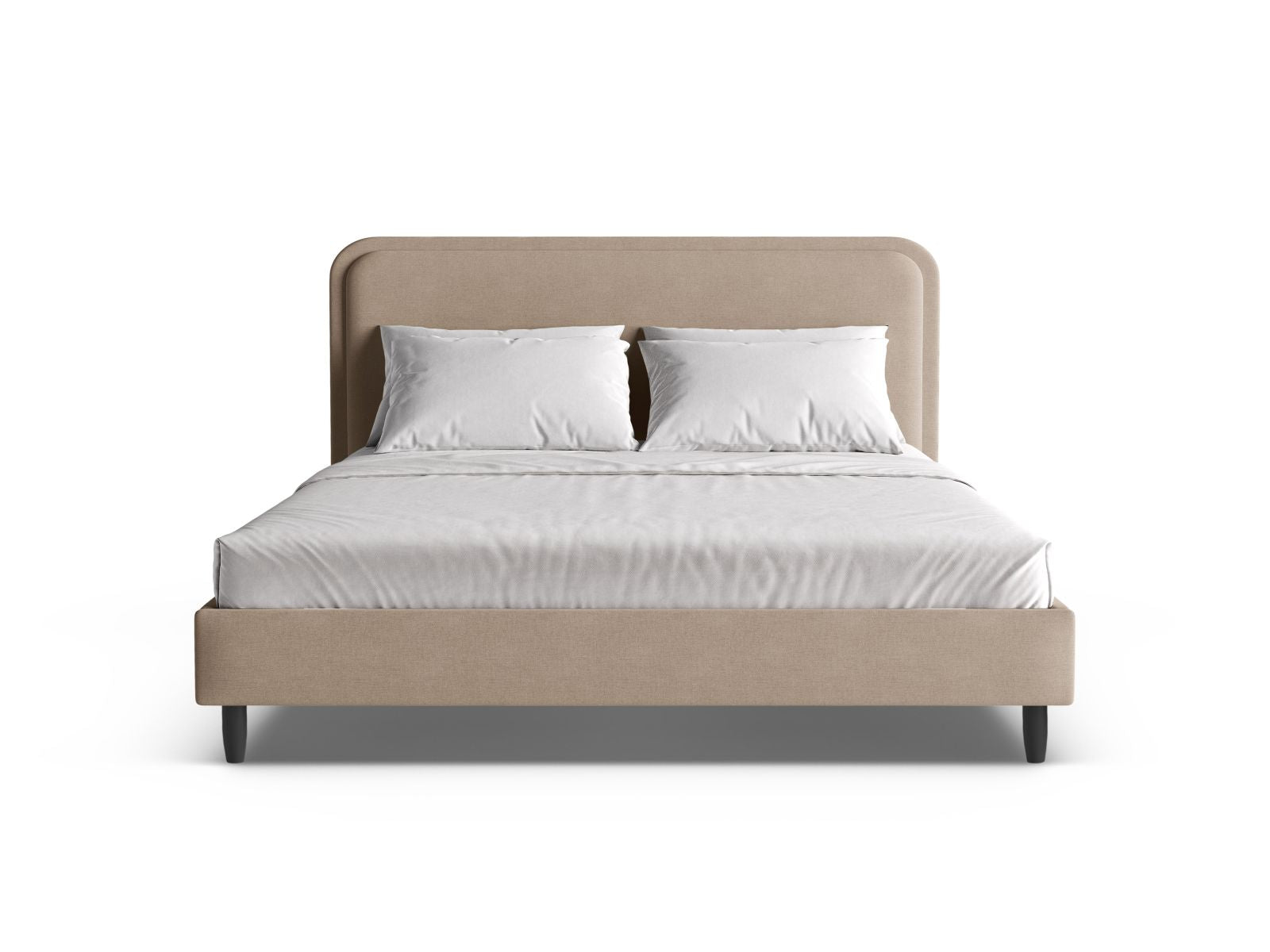 Elegantes Aveline Bett mit 160 cm Kopfteil in Sand-Wind, ideal für stilvolle Schlafzimmergestaltung. Hochwertige Verarbeitung von Micadoni.