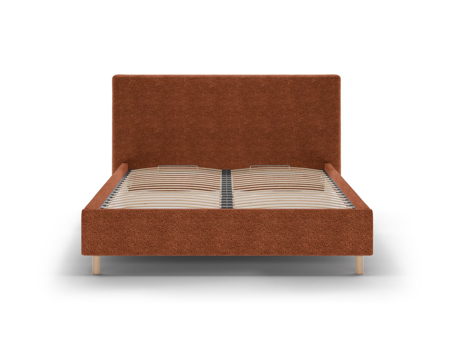 Elegantes Eloise Bett mit 160 cm Breite, Stauraum und stilvollem Kopfteil in Brick-Rolf, ideal für modernes Wohnen.