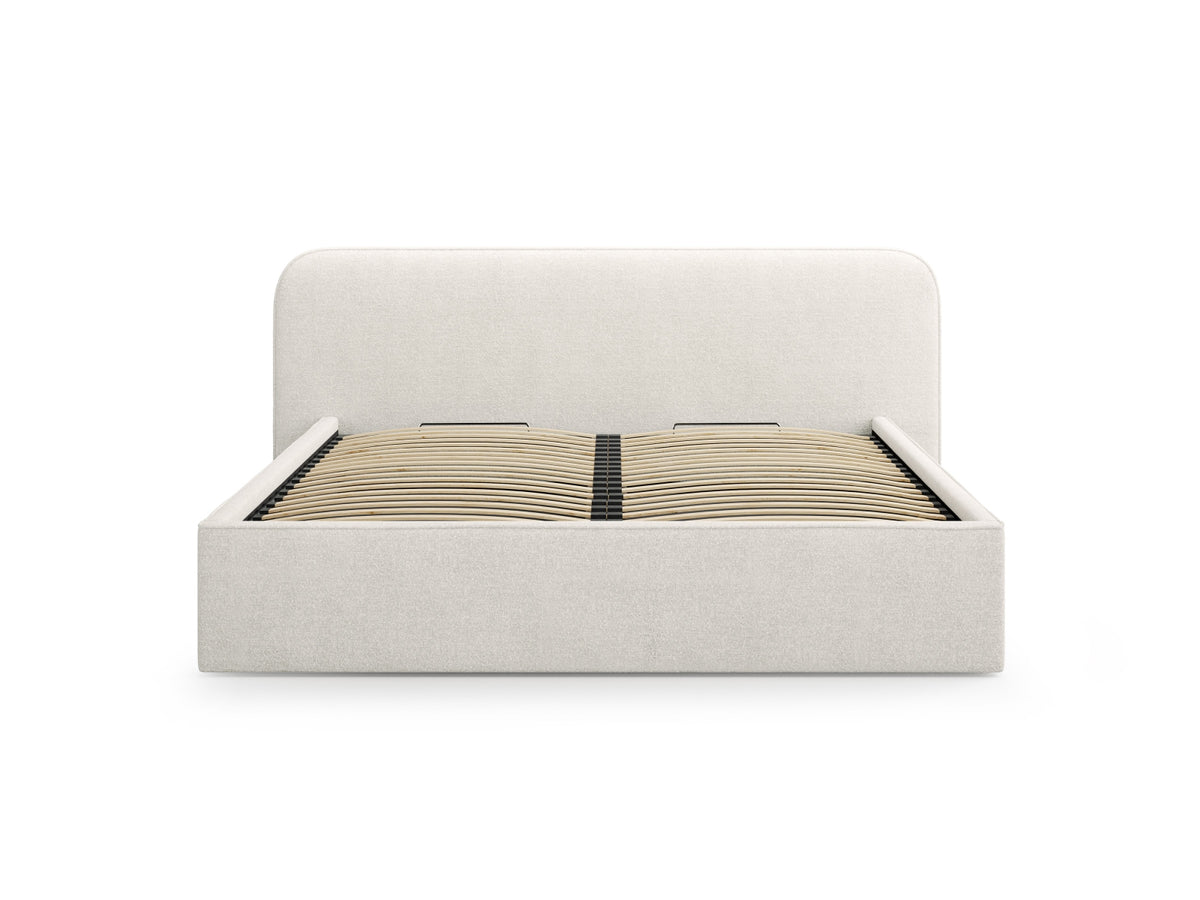 Elizabeth Bett mit Stauraum und Headboard 160cm in Grey Beige Melange-Monet präsentiert im Onlineshop von KAQTU Design AG. Bett ist von Micadoni