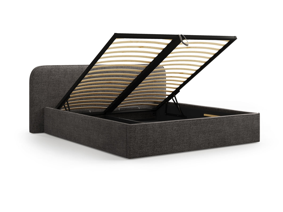 Elizabeth Bett mit Stauraum und Headboard 160cm in Anthracite-Monet präsentiert im Onlineshop von KAQTU Design AG. Bett ist von Micadoni