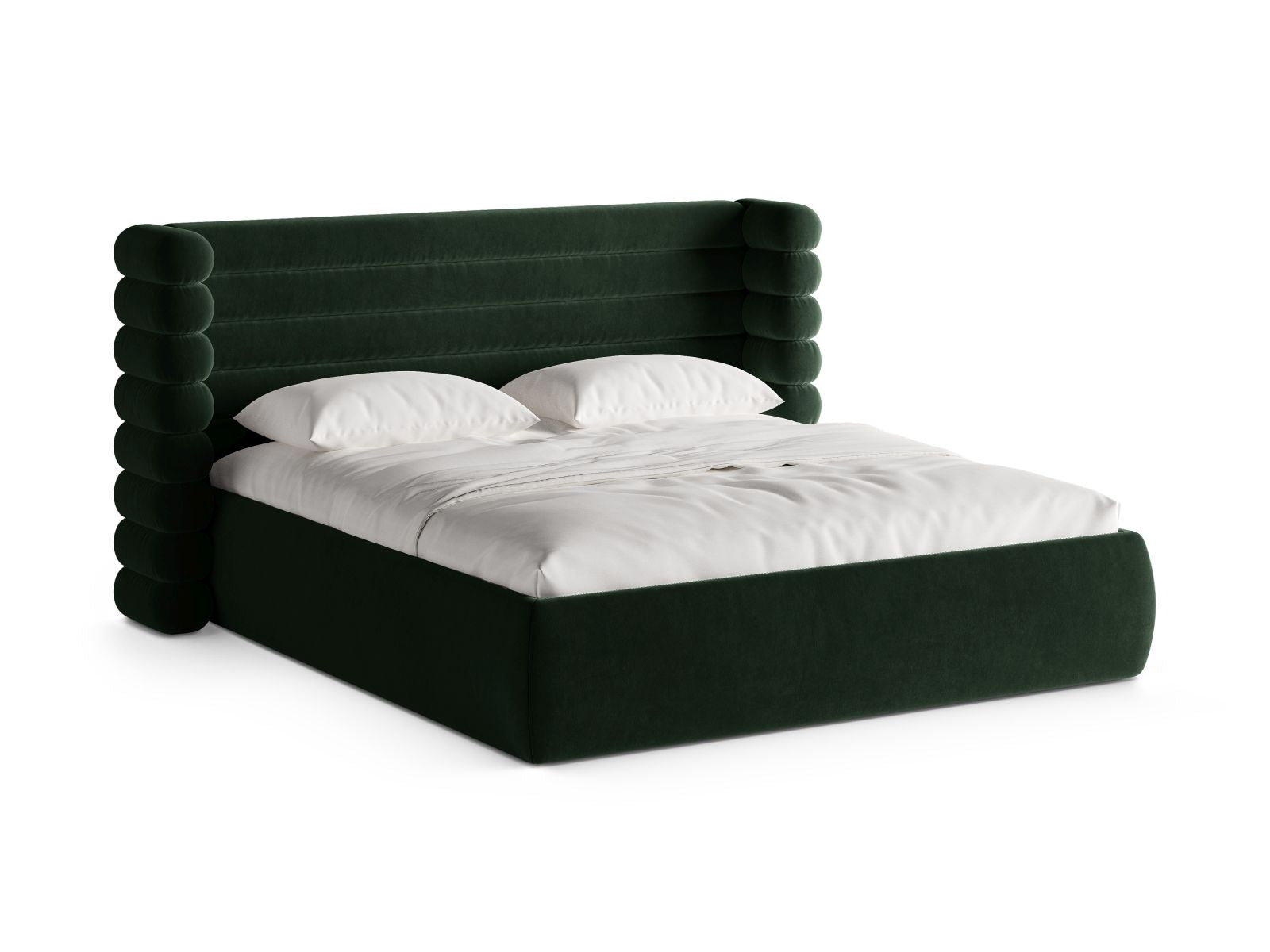 Mount Bett mit Stauraum mit Kopfteil 160cm in Bottle Green-Salvador präsentiert im Onlineshop von KAQTU Design AG. Bett ist von Micadoni