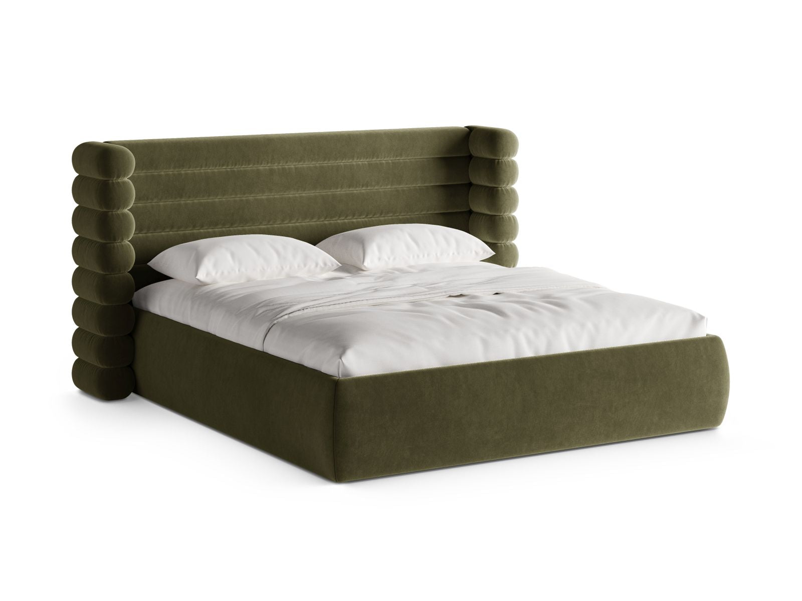 Mount Bett mit Stauraum mit Kopfteil 160cm in Green-Salvador präsentiert im Onlineshop von KAQTU Design AG. Bett ist von Micadoni