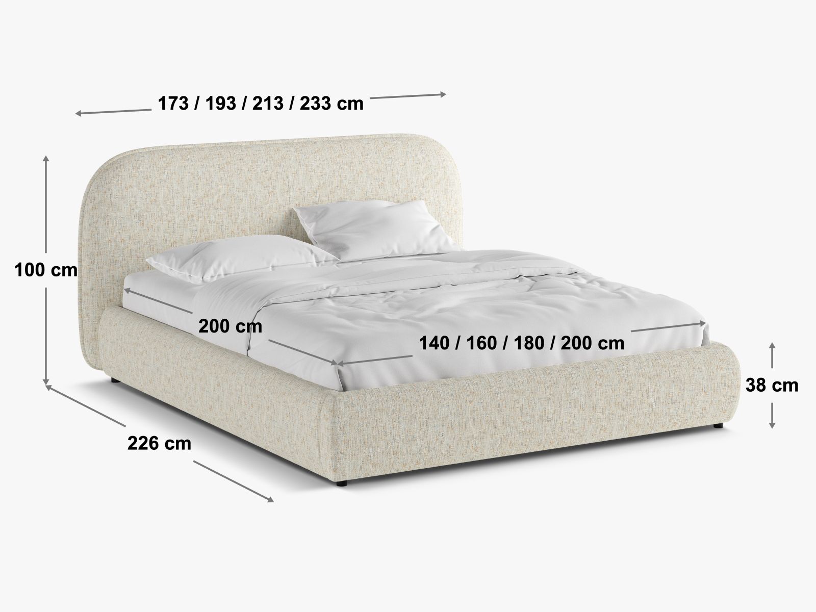 Elegantes Murada Bett mit 160 cm Kopfteil, ideal für zeitgemäße Schlafzimmer. Hochwertige Verarbeitung und modernes Design für höchsten Schlafkomfort.