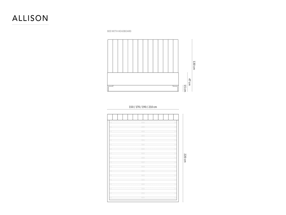 Allison Bett mit Stauraum und Headboard 160cm in Light Beige-Bluvel präsentiert im Onlineshop von KAQTU Design AG. Bett ist von Micadoni