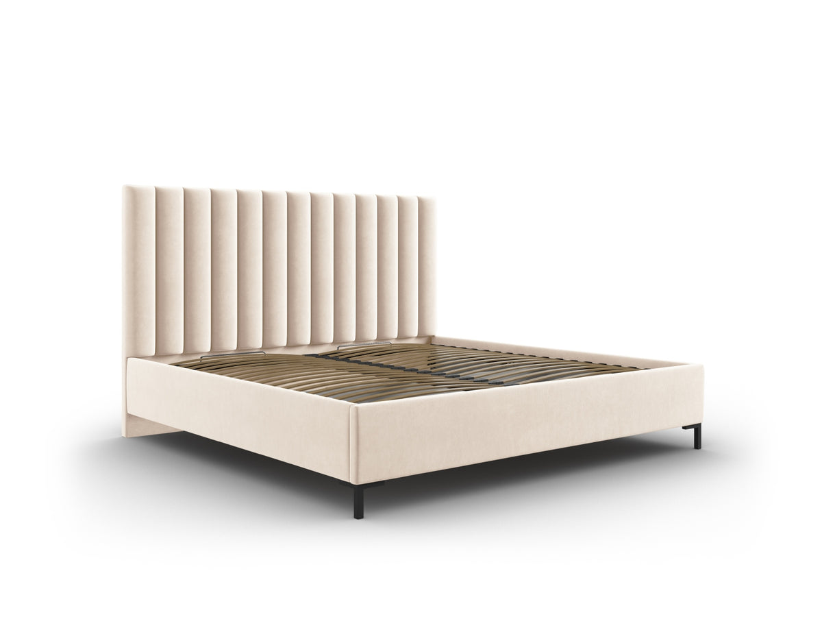 Allison Bett mit Stauraum und Headboard 160cm in Light Beige-Bluvel präsentiert im Onlineshop von KAQTU Design AG. Bett ist von Micadoni