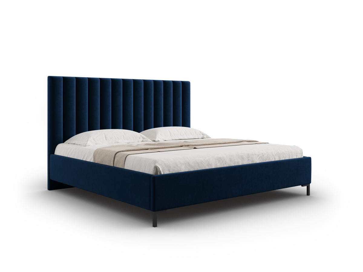 Allison Bett mit Stauraum und Headboard 160cm in Royal Blue-Bluvel präsentiert im Onlineshop von KAQTU Design AG. Bett ist von Micadoni