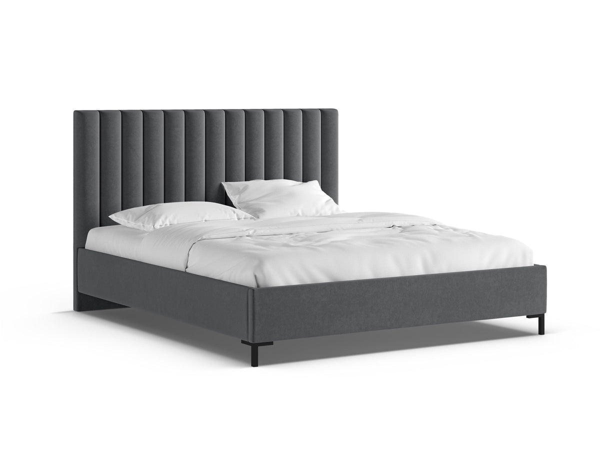 Allison Bett mit Stauraum und Headboard 160cm in Grey-Bluvel präsentiert im Onlineshop von KAQTU Design AG. Bett ist von Micadoni